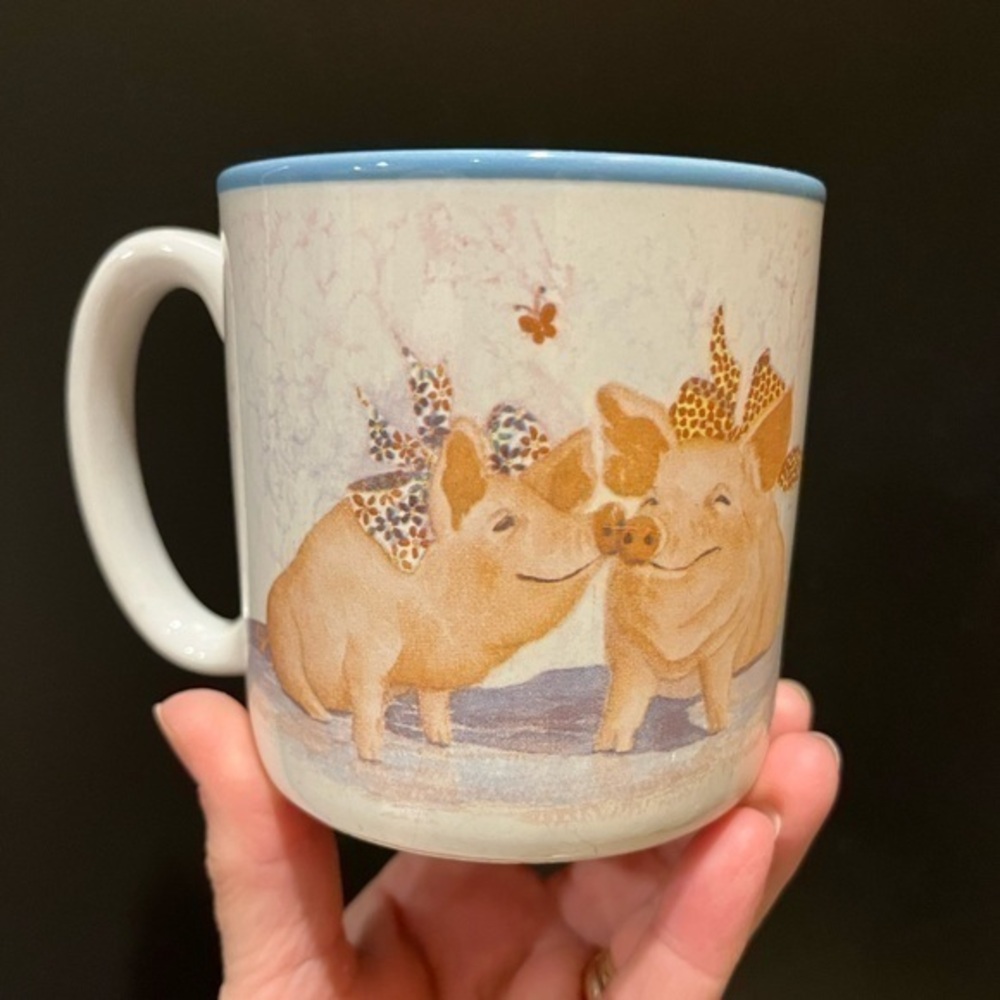 Vintage Pig Mug 1990 Potpourri Press Pig Out Mug Cup Made in Korea
